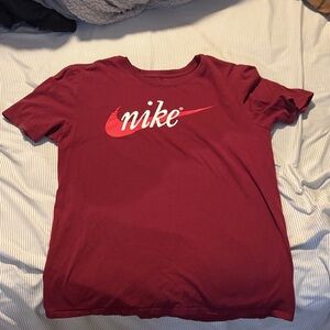 Nike Maroon Tee with Red Swoosh
